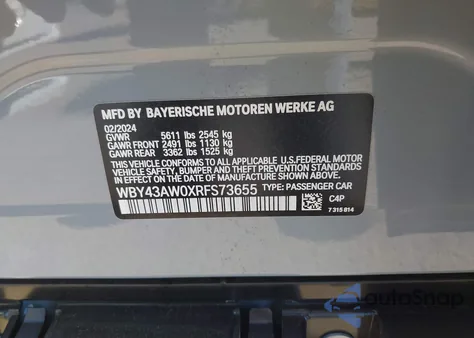 2024 BMW I4 Edrive35 z USA, uszkodzony, nr VIN WBY43AW0XRFS73655